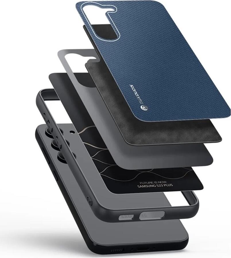 Чехол DUX DUCIS Fino для Samsung Galaxy S23 Plus, Синий, противоударный из нейлоновой ткани и TPU, защита от отпечатков пальцев с приподнятыми краями