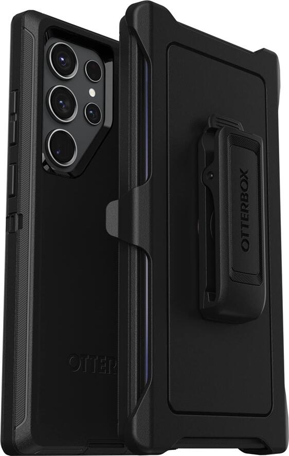 Husa OtterBox Defender Series pentru Samsung Galaxy S23 Ultra, Protectie Drop+ Multi-strat PC si TPU, capace porturi, suport holster cu clip centura