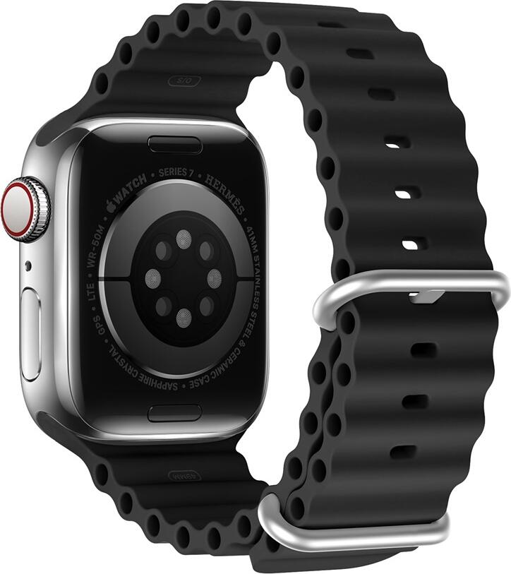 Ремешок Dux Ducis OceanWave из силикона для Apple Watch 42мм 44мм 45мм, водонепроницаемый браслет с рифленой структурой и стальной застежкой, Series 1-10, SE