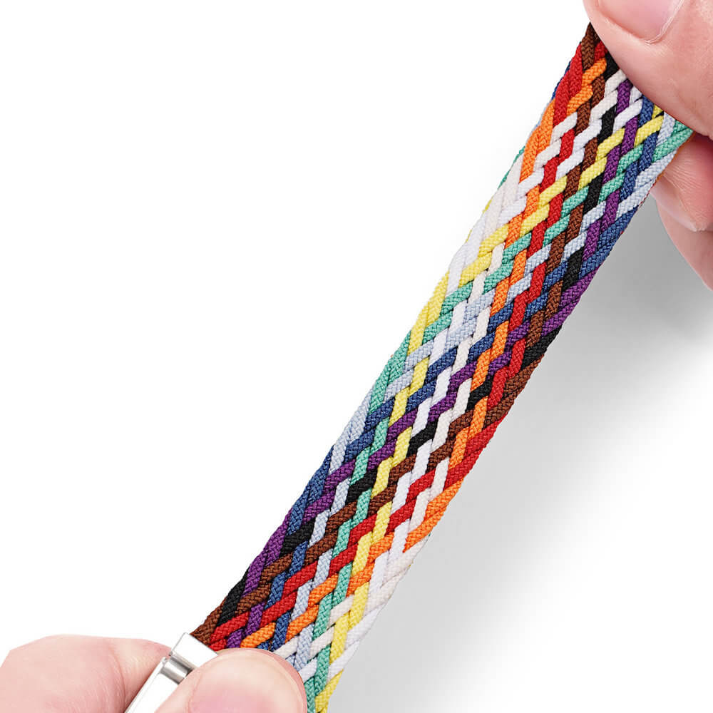 Curele DUX DUCIS Strap Mixture II Version pentru Apple Watch 42/44/45mm, din Nylon Impletit, Culoare Rainbow, cu Catarema din Otel Inoxidabil, Ajustabila