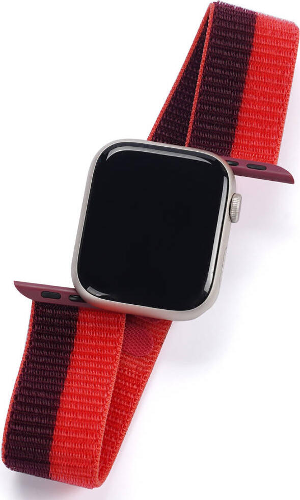 DUX DUCIS Sport Version Strap for Apple Watch 42mm 44mm 45mm, Cherry Red Perforated Breathable TPU Silicone Band, Water and Sweat Resistant Hypoallergenic