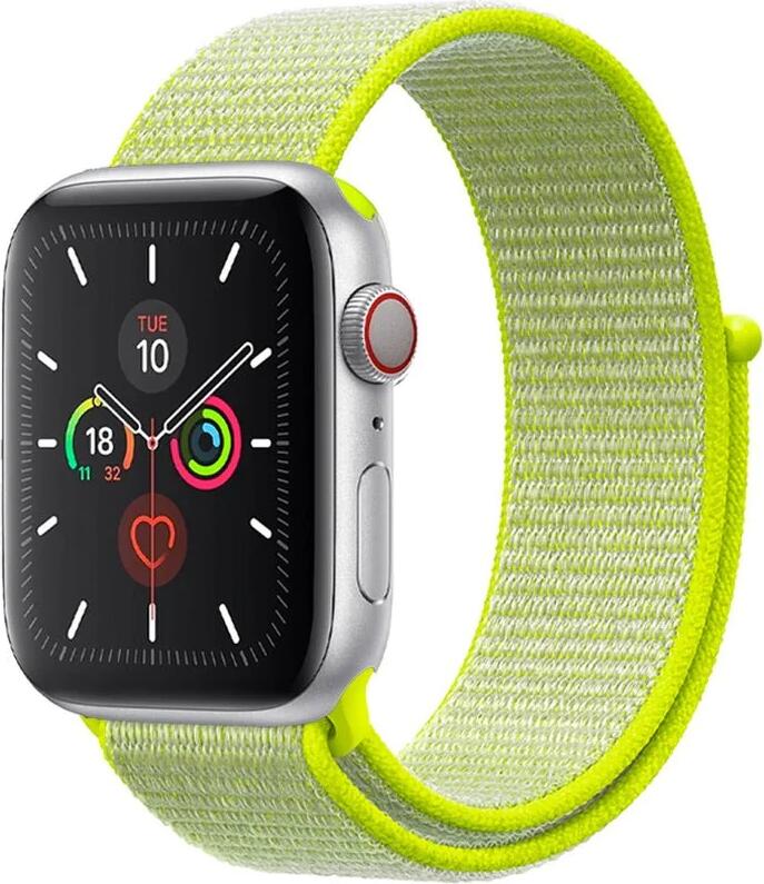 AccExpert Nylon Loop Strap for Apple Watch 42/44/45mm, Sport Band with Hook-and-Loop Fastener, Adjustable Keeper, Neon Green
