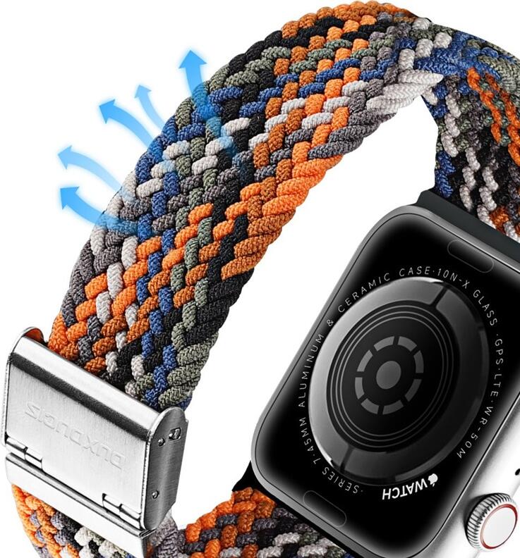 DUX DUCIS Strap Mixture II Version for Apple Watch 42/44/45mm, Braided Nylon Fabric Strap with Stainless Steel Clasp, Adjustable Fit, Camo