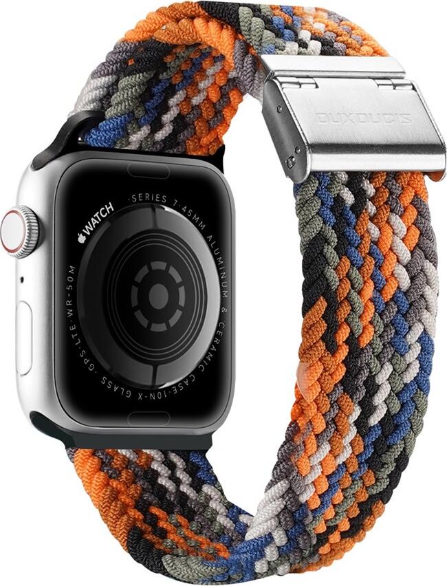 DUX DUCIS Strap Mixture II Version for Apple Watch 42/44/45mm, Braided Nylon Fabric Strap with Stainless Steel Clasp, Adjustable Fit, Camo
