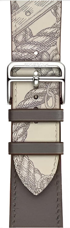 VPG Rhea Series Genuine Leather Strap Gray for Apple Watch 38mm 40mm 41mm, Stainless Steel Classic Buckle, Refined Stitching Design