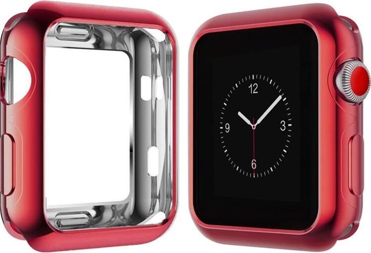 AccExpert Electroplated TPU Case for Apple Watch 38/40/41mm, Red, Slim Metallic Protective Cover, Scratch and Shock Resistant