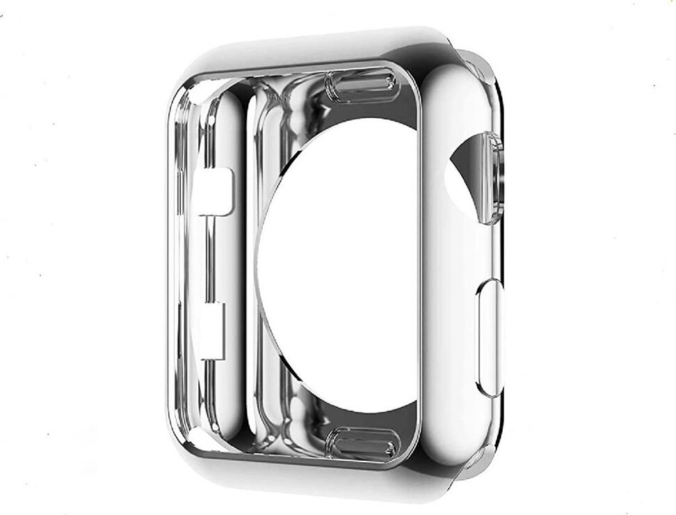 AccExpert Electroplated TPU Case for Apple Watch 42mm, Silver, Slim Metallic Protective Cover, Scratch and Shock Resistant