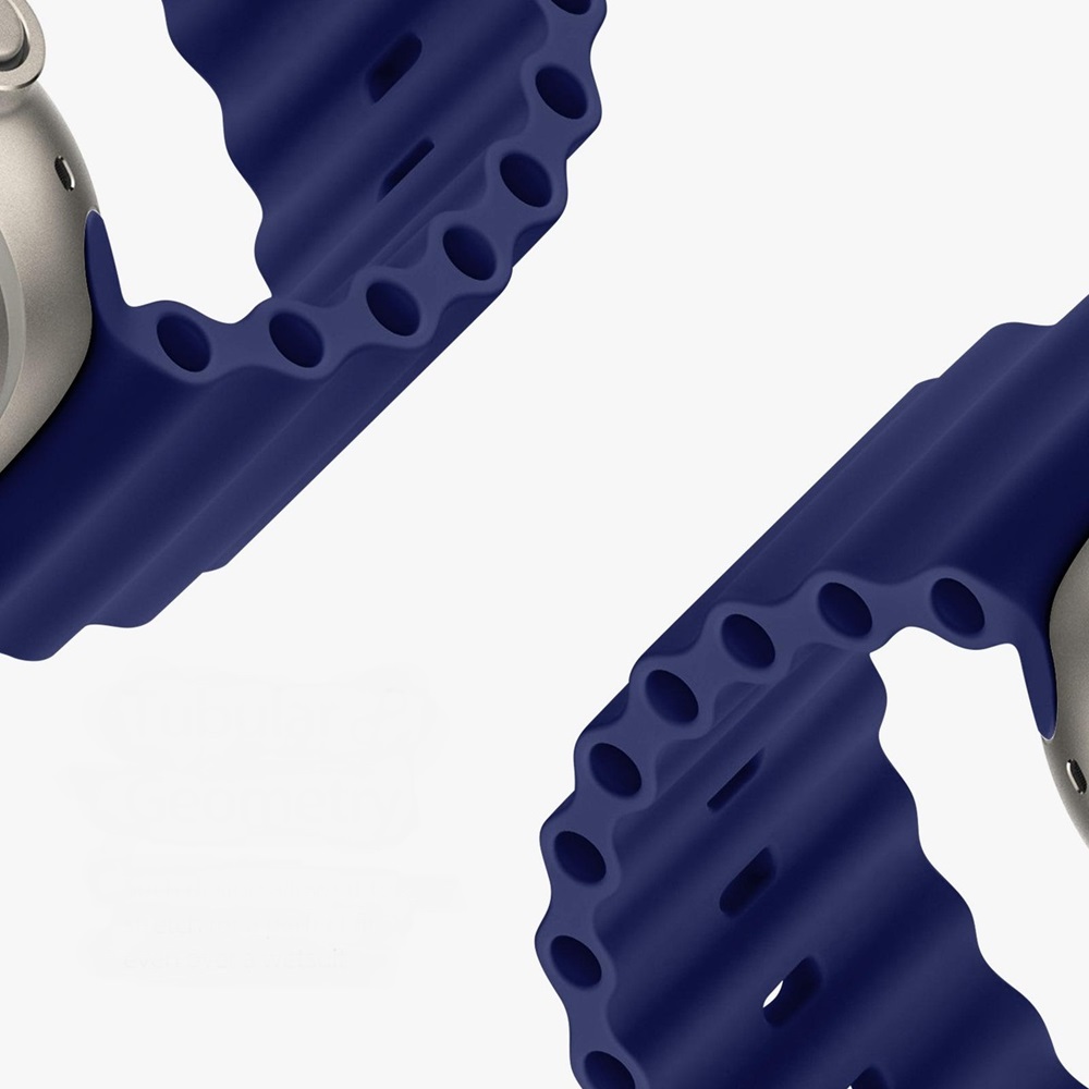 Ремешок Dux Ducis OceanWave из силикона для Apple Watch 38мм 40мм 41мм, водонепроницаемый браслет с рифленой структурой и стальной застежкой, Темно-синий, Series 1-10, SE