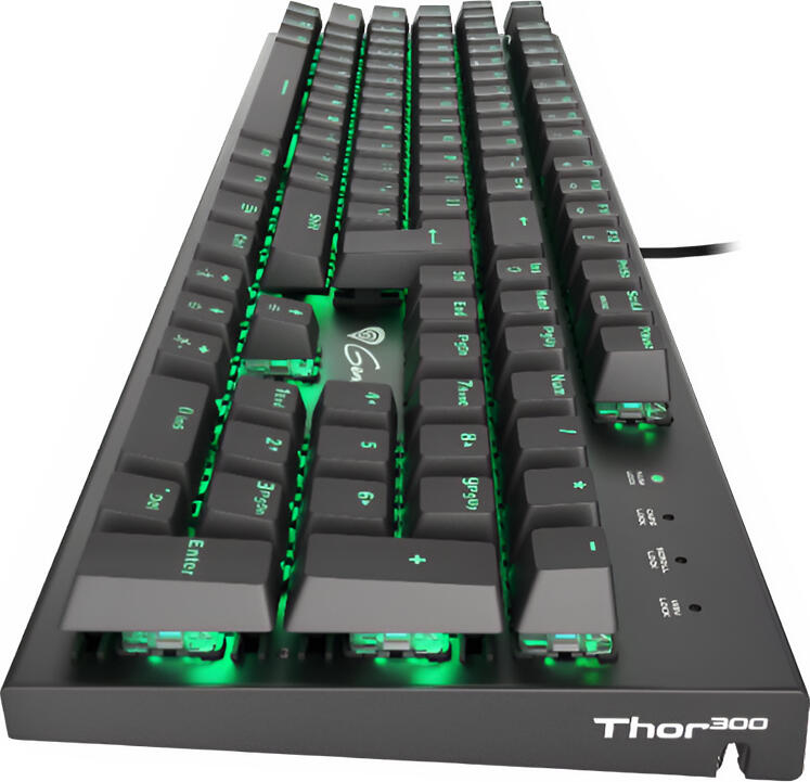 Genesis Thor 300 NKG-0947 Full-size Mechanical Gaming Keyboard, Outemu Blue Switches, Green LED Backlighting, Aluminium Casing, N-Key Rollover, USB