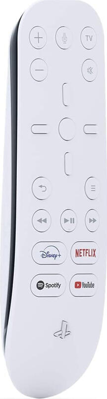 Sony PlayStation 5 Media Remote White Matte Plastic Controller with Netflix YouTube Spotify Disney+ Buttons and IR TV Control for PS5 Console