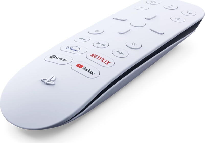 Sony PlayStation 5 Media Remote White Matte Plastic Controller with Netflix YouTube Spotify Disney+ Buttons and IR TV Control for PS5 Console