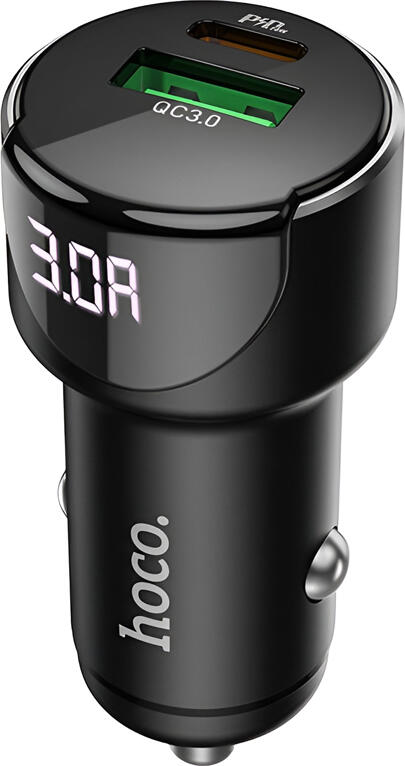 Helmet Hoco Car Charger USB/Type-C PD 20W + QC3.0 18W Z42, Black