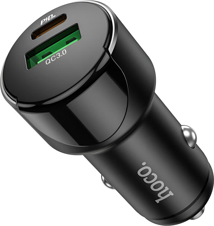 Hoco Z42 Light Road Incarcator Auto, Putere Totala 38W, Porturi USB-A QC3.0 18W si Type-C PD 20W, Afisaj Digital LED pentru Tensiune si Curent, ABS