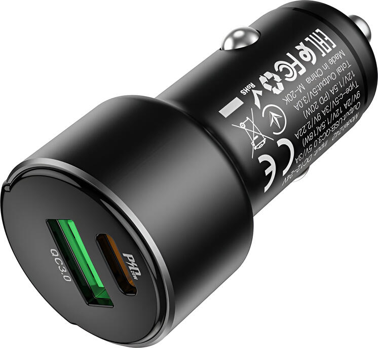 Hoco Z42 Light Road Incarcator Auto, Putere Totala 38W, Porturi USB-A QC3.0 18W si Type-C PD 20W, Afisaj Digital LED pentru Tensiune si Curent, ABS