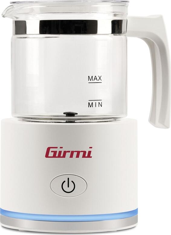 Girmi ML70 Montalatte Milk Frother 600W, 250ml Glass Jug, 3 Settings for Heating and Whipping, Silent Magnetic Motor, White