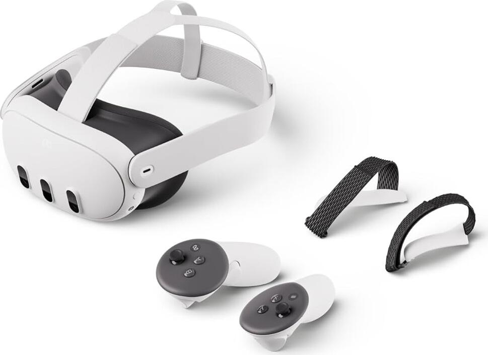 Meta Quest 3 VR Headset, Qualcomm Snapdragon XR2 Gen 2, Pancake Lenses, 120Hz Refresh Rate, Inside-out Tracking, Touch Plus Controllers, White