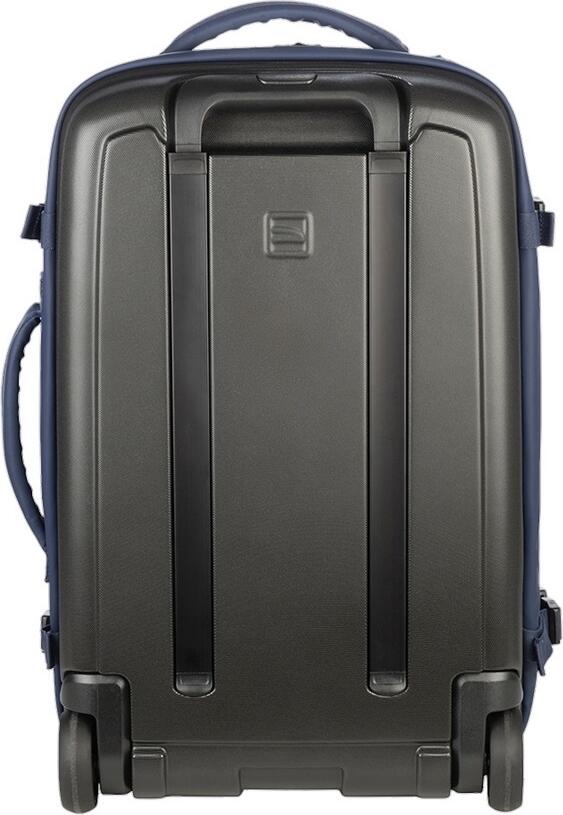 Tucano Gommo S Cabin Trolley Travel Bag for 15.6 inch Laptop and MacBook Pro 16, Water-Resistant Rubberized Polycarbonate Shell with Silent Wheels, Blue