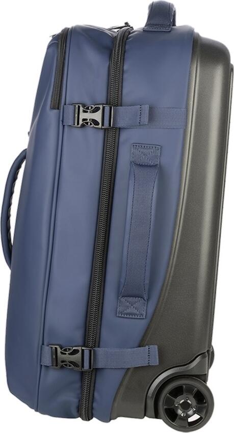 Tucano Gommo S Cabin Trolley Travel Bag for 15.6 inch Laptop and MacBook Pro 16, Water-Resistant Rubberized Polycarbonate Shell with Silent Wheels, Blue