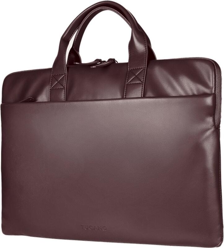 Tucano Isotta Superslim Laptop Bag, Dark Purple, Synthetic Leather and Recycled PET, Slim Case with Padded Shoulder Strap and Front Pocket, for Laptops up to 15.6"