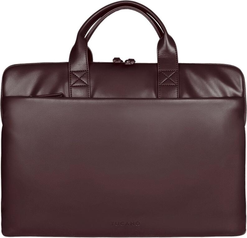 Tucano Isotta Superslim Laptop Bag, Dark Purple, Synthetic Leather and Recycled PET, Slim Case with Padded Shoulder Strap and Front Pocket, for Laptops up to 15.6"