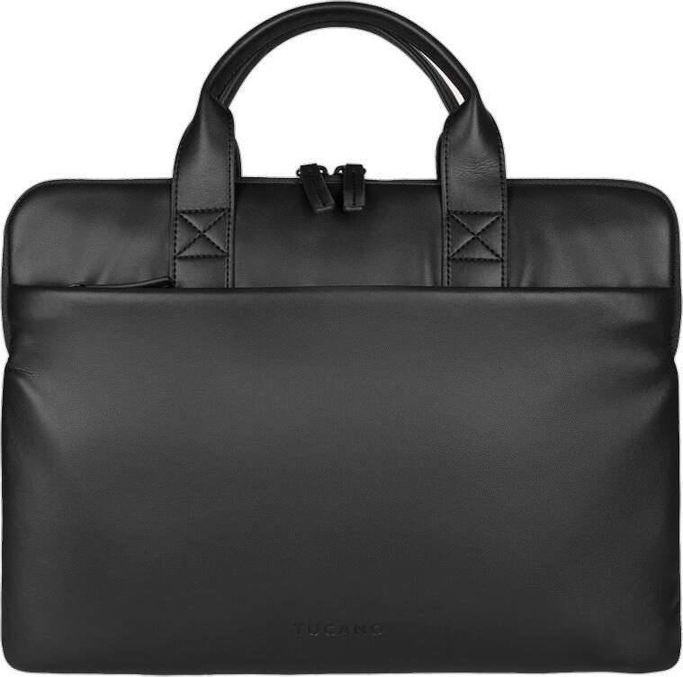 Geanta laptop Tucano Isotta Superslim, din Piele Sintetica si PET Reciclat, Husa Slim cu Curea de Umar Imbulita si Buzunar frontal, pentru Laptopuri pana la 14"