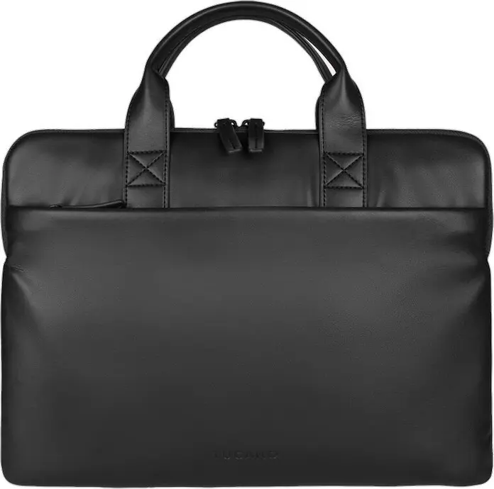 Geanta laptop Tucano Isotta Superslim, din Piele Sintetica si PET Reciclat, Husa Slim cu Curea de Umar Imbulita si Buzunar frontal, pentru Laptopuri pana la 14"