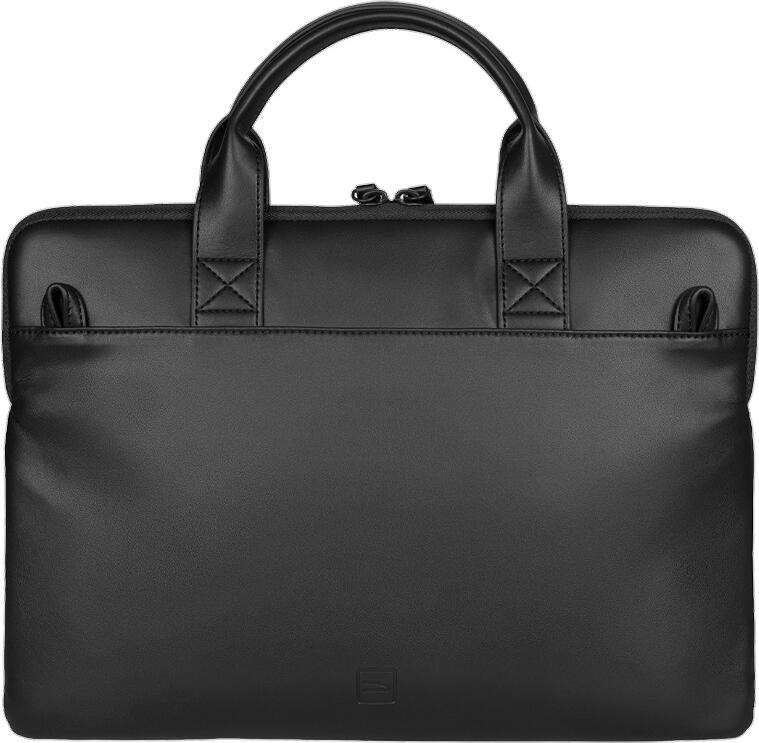 Geanta laptop Tucano Isotta Superslim, din Piele Sintetica si PET Reciclat, Husa Slim cu Curea de Umar Imbulita si Buzunar frontal, pentru Laptopuri pana la 14"