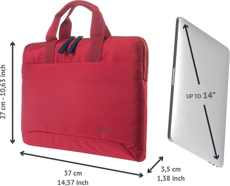 Сумка для ноутбука Tucano Work Out 3 Super Slim для ноутбуков 15.6 дюймов и MacBook Pro, Красный, ударопрочный полиэстер, двойная система переноски, WO3S-MB15