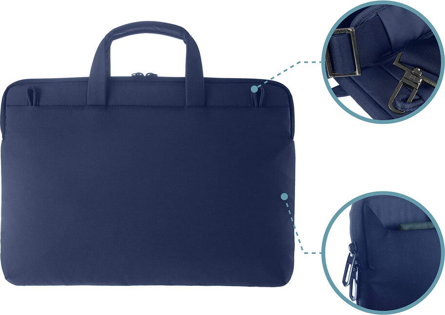 Tucano Work Out 3 Super Slim Laptop Bag for 15.6 inch Laptops and MacBook Pro, Blue, Shock-resistant Polyester, Dual Transport System, WO3S-MB15