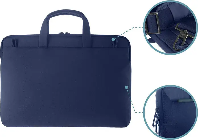Tucano Work Out 3 Super Slim Laptop Bag for 15.6 inch Laptops and MacBook Pro, Blue, Shock-resistant Polyester, Dual Transport System, WO3S-MB15
