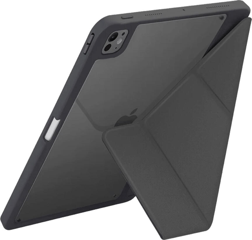 Husa Uniq Moven pentru iPad Pro 13 inch (2024), Gri Charcoal, Protectie Hybrid Guard cu ShockArmor si Stand Pliabil