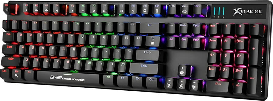 Xtrike Me GK-980 Mechanical Gaming Keyboard, Blue Switches, Rainbow RGB Backlighting, 104 Keys, Anti-ghosting, N-key Rollover, Wired USB 2.0