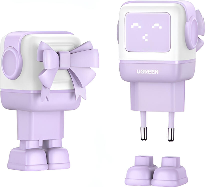 UGREEN Nexode RG 65W Incarcator GaNFast, 3 Porturi USB-C si USB-A, Adaptor Rapid Power Delivery 3.0 PPS, Corp din Aliaj de Aluminiu Design Robot