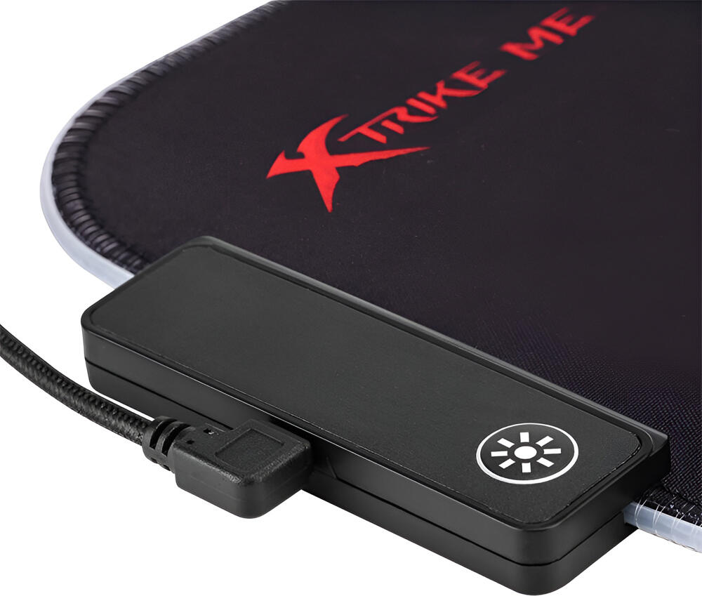 Xtrike Me MP-602 RGB Gaming Mouse Pad, Fine Textile Surface, Anti-slip Rubber Base, 350 x 250 x 3 mm, Multi-color Lighting with External Control Box