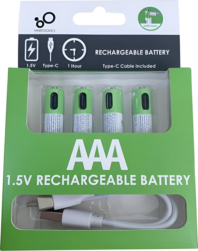 Аккумуляторы AAA Li-ion Smartoools 1.5В 750мАч с встроенным портом USB-C, ресурс 1200 циклов, защита от перезаряда, сертификация CE FCC RoHS