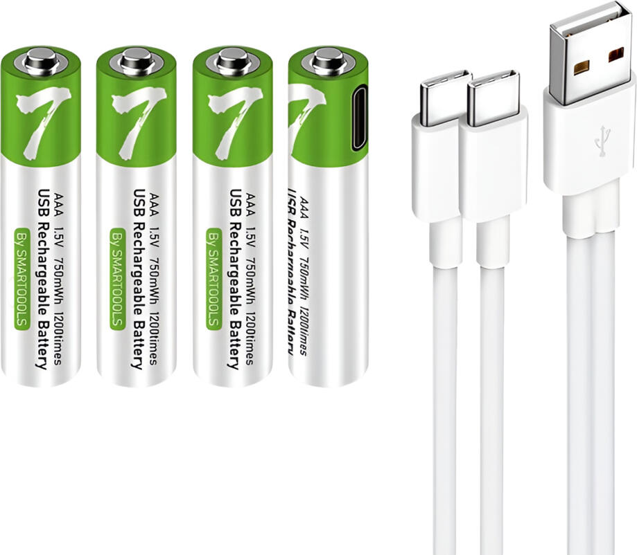 Smartoools Rechargeable Li-ion USB-C batteries AAA 400mAh, 4pcs with 2in1 Type-C cable