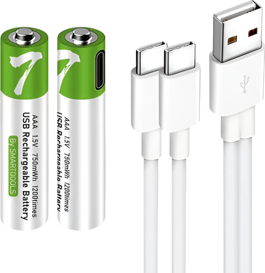 Smartoools Rechargeable Li-ion USB-C batteries AAA 400mAh, 2pcs with 2in1 Type-C cable