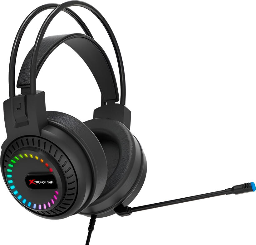 Casca Gaming Stereo cu Fir Xtrike Me HP-318, dedicata Gaming, RGB, Difuzoare 50mm, Microfon Omnidirectional Flexibil, Conectivitate 3.5mm AUX si USB, Neagra