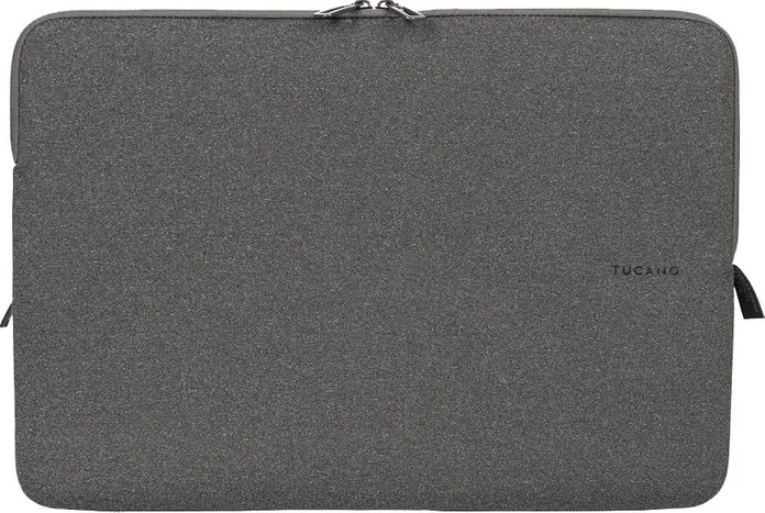 Tucano Sleeve Melange Neoprene Laptop Sleeve Case, Black, with Zipper Closure and Anti-Slip Elastic Flaps for Drop and Scratch Protection