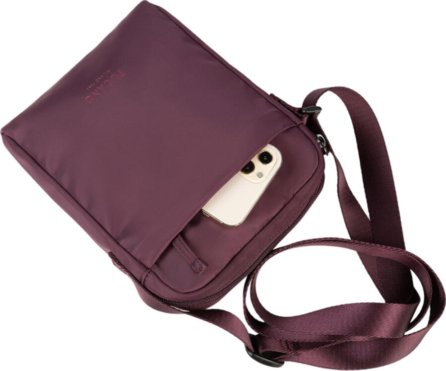 Tucano Spillo BSPILLOSB-PP Vertical Shoulder Bag, 100% Recycled Nylon, Anti-Radiation Smartphone Compartment, Adjustable Strap, 170 x 230 x 50 mm