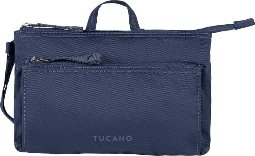 Tucano Ordine S Beauty Case Bag Organizer, 100% Recycled rPET Material, 3 Internal Compartments with Pockets, Side Zipper Pocket and Wrist Strap, 180x120x70 mm