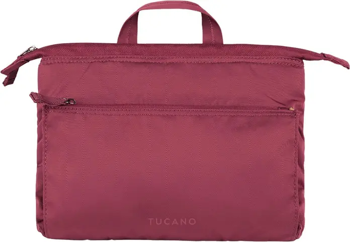 Tucano Ordine Beauty Case M, Poliester Reciclat, Geanta Cosmetice Calatorii Rezistenta la Apa cu Compartimente Interne, Burgundy, 240 x 180 x 70 mm