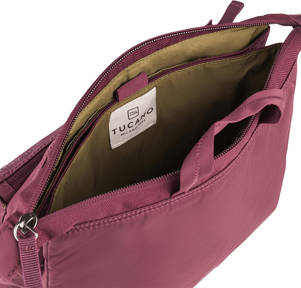 Tucano Ordine Beauty Case M, Poliester Reciclat, Geanta Cosmetice Calatorii Rezistenta la Apa cu Compartimente Interne, Burgundy, 240 x 180 x 70 mm