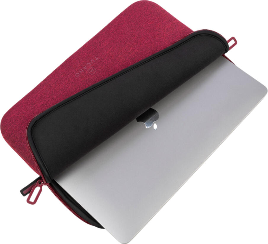 Tucano Sleeve Melange Neoprene Laptop Sleeve Case for 12" laptops, Bordeaux, with Zipper Closure and Anti-Slip Elastic Flaps for Drop and Scratch Protection