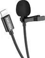 Microfon Lavaliere cu Fir Kakusiga KSC-764 Seria MAILI, Microfon Digital Tip Clip-on Omnidirectional cu Conector Lightning pentru iPhone iPad iPod, Cablu 2m