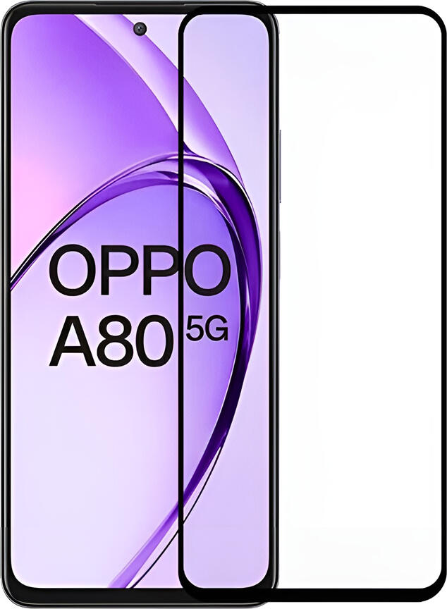 Helmet Diamond Glass 5D Tempered Glass Screen Protector for Oppo A80 5G, 9H Hardness Full Coverage Curved Edges, Oleophobic Scratch Resistant High Clarity