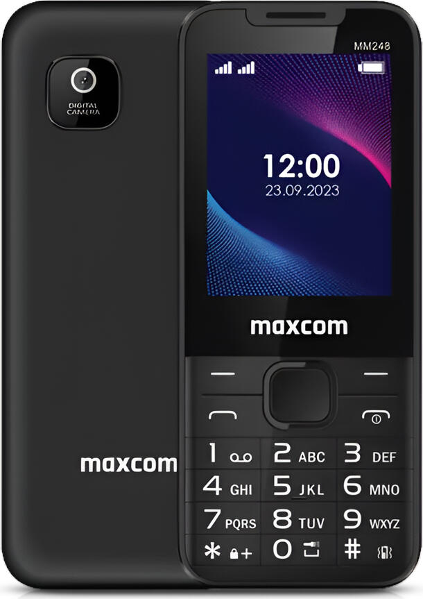 Maxcom MM248 4G Feature Phone, 2.4-inch TFT Color Screen, Dual SIM, VoLTE, Bluetooth, 128MB ROM, microSD, VGA Camera, 1000mAh Battery, USB Type-C, Black