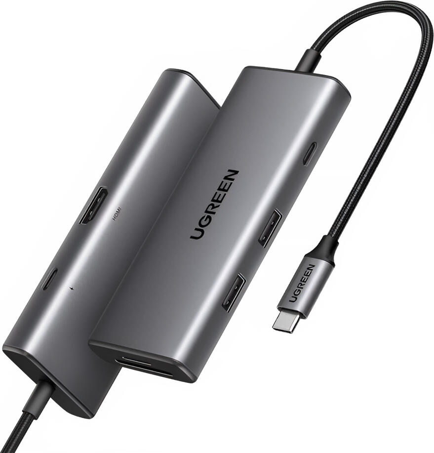 Hub USB-C UGREEN Revodok Pro 107 (CM498) 7-in-1, HDMI 4K@30Hz, Incarcare PD 100W, Dual USB 3.0 5Gbps, Cititor Card SD/TF, Aluminiu Space Gray