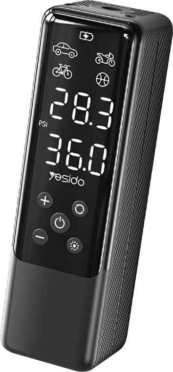 Yesido Air Pump Multifunction 20 Cylinders, 3 Mins from 2.0 to 2.5 Bar 12-24V Plug and Play Universal Cigarette Lighter Socket,VC05, Black