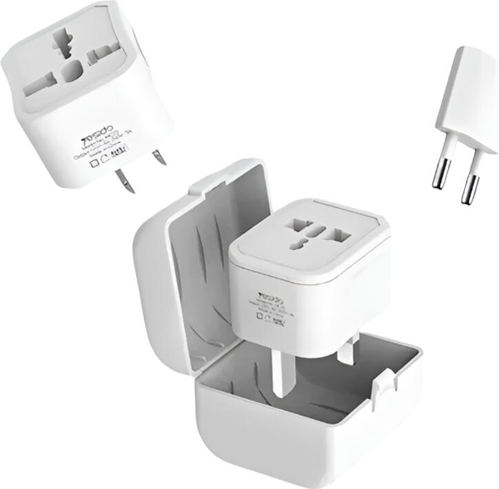 Yesido MC25 Universal Travel Adapter Plug Kit, AC 110-240V 750W 3A, Compatible with EU US UK CN Plugs, ABS Polycarbonate, White, with Storage Case